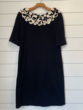 Black Dress with Cream Black appliqué Neckline Anthropologie